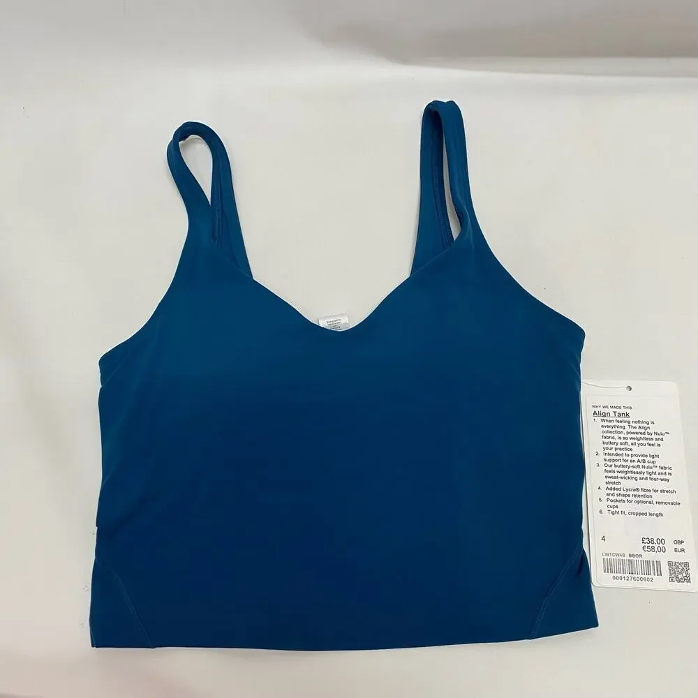 NWT Lululemon Align Tank Blue Borealis sz 4